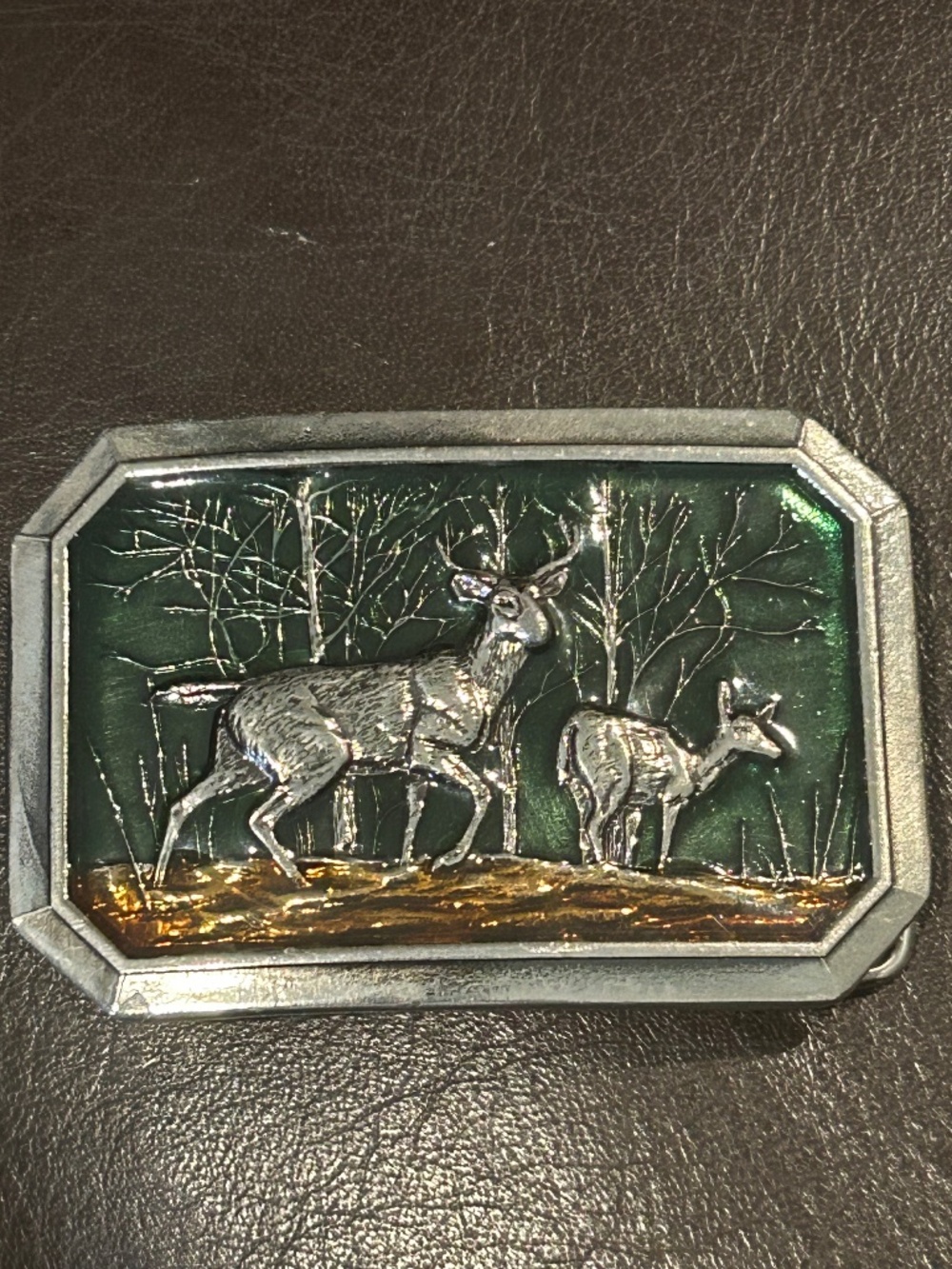 Vintage 1976 Belt Buckle Deer Buck Doe Design Great American Buckle CO.